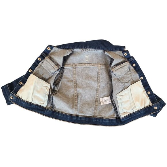 Wonder Nation Denim Jacket 3T Girls Dark Wash Button-Up Pockets Cotton - Picture 3 of 7